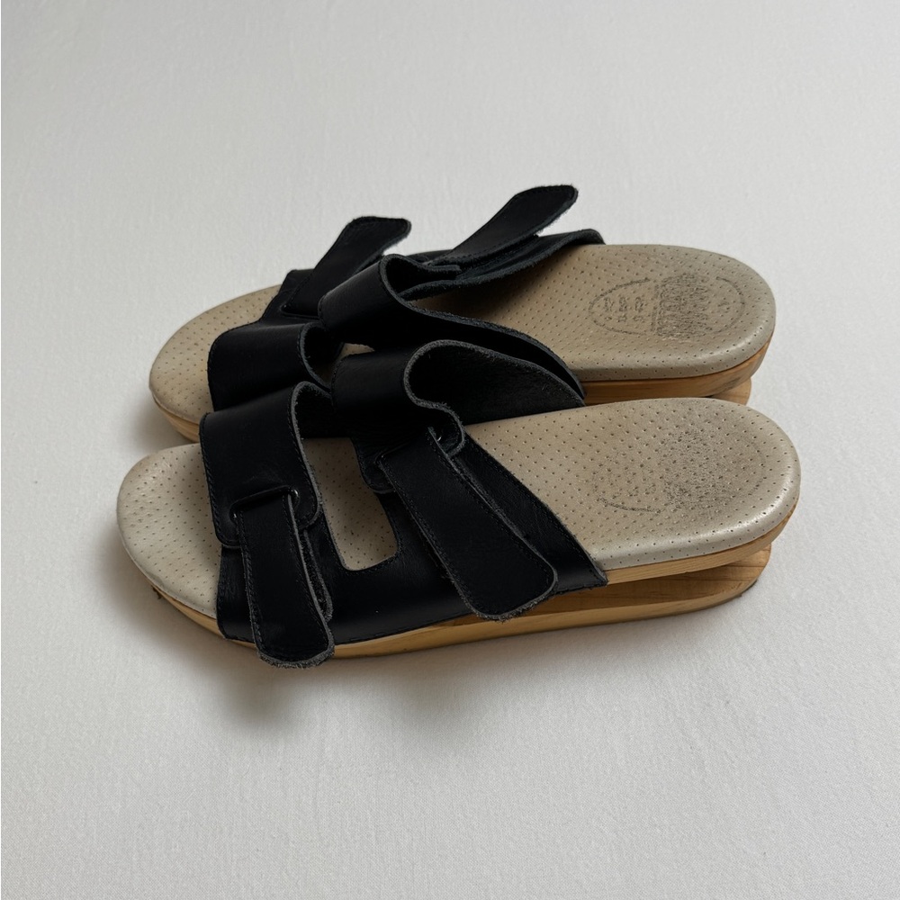 J Rubio Z Coil Platform Spring Black Leather Clogs Sandals Luver Size EU 42 - Picture 6 of 14